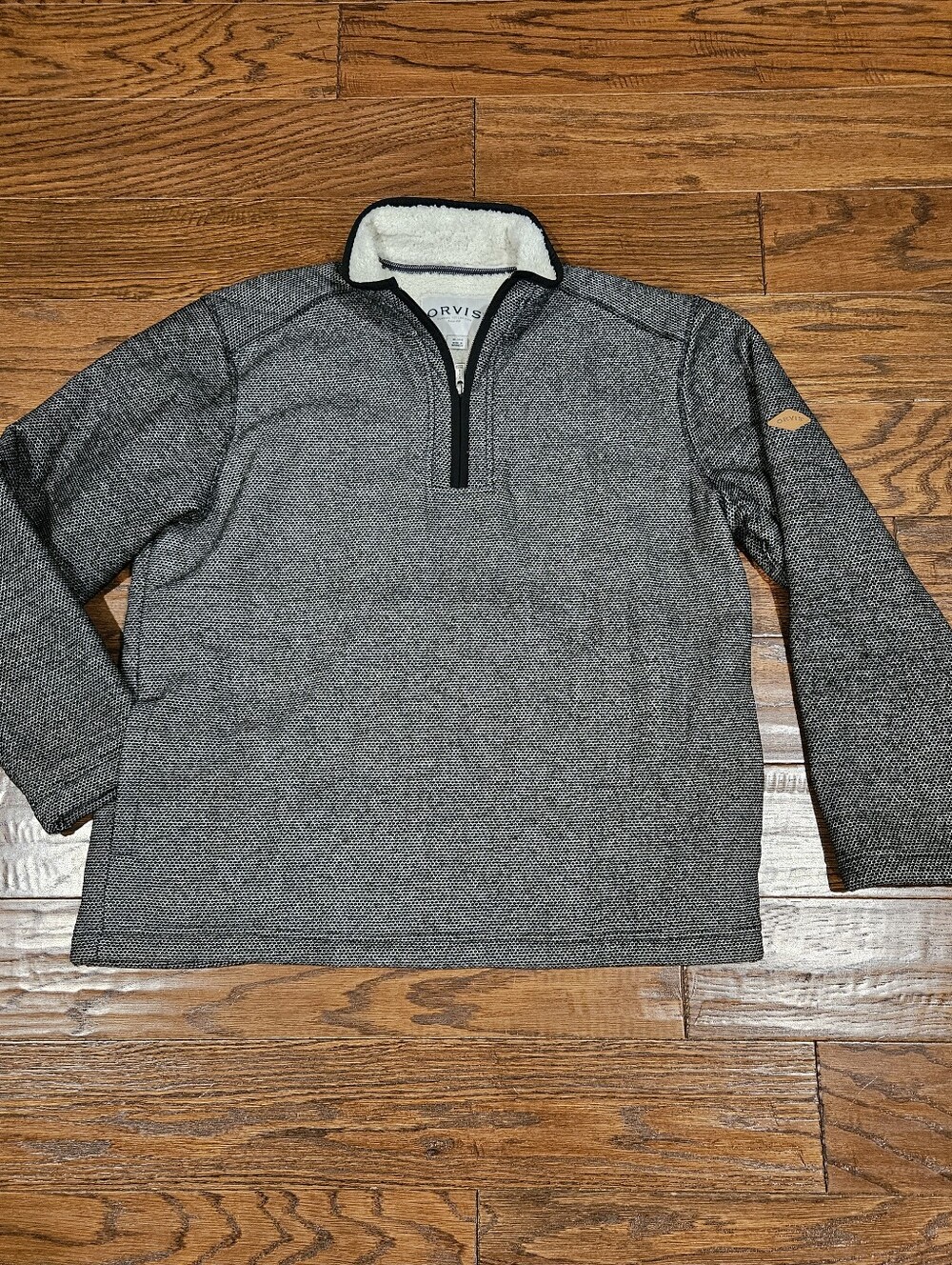 Orvis Men's Gray Sherpa-Lined Fleece 1/4 Zip Pullover - Size XL